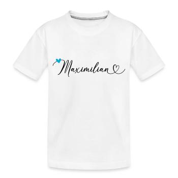 Maximilian Last name First name Calligraphy heart - Kids' Premium Organic T-Shirt - white - Front