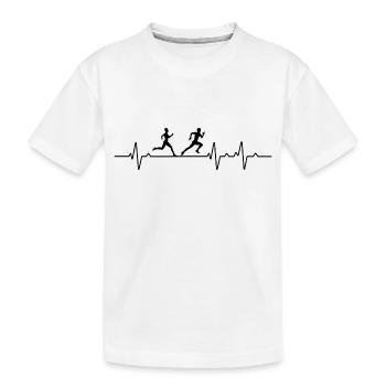 Coureurs Running Jogging Marathon Heartbeat - T-shirt bio Premium Enfant - blanc - Devant