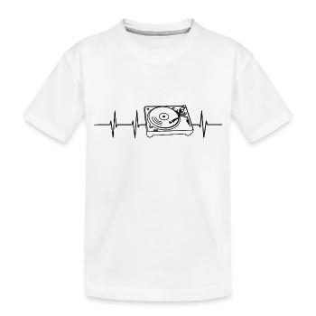Plattenspieler Herzfrequenz - Kinder Premium Bio T-Shirt - Weiß - Vorne