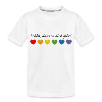 Regenbogenherzchen schoen dass es dich gibt - Kinder Premium Bio T-Shirt - Weiß - Vorne