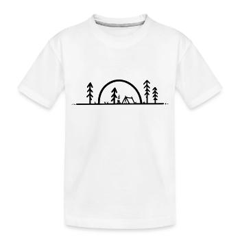 Camping, forêt, feu de camp et lever de soleil - T-shirt bio Premium Enfant - blanc - Devant