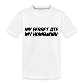 Mon furet a mangé mes devoirs - Cadeau furet - T-shirt bio Premium Enfant - blanc - Devant