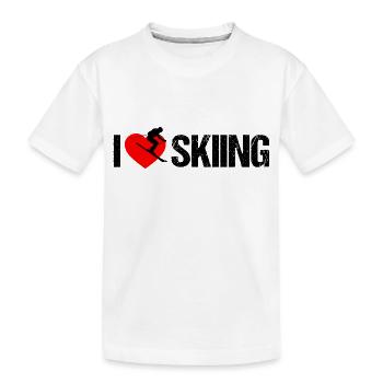 I love skiing - Kinder Premium Bio T-Shirt - Weiß - Vorne