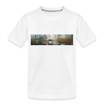 apocalypse giant crap in the foggy swamp - Kids' Premium Organic T-Shirt - white - Front