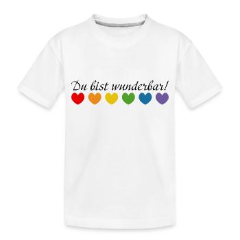 Regenbogenherzchen du bist wunderbar - Kinder Premium Bio T-Shirt - Weiß - Vorne