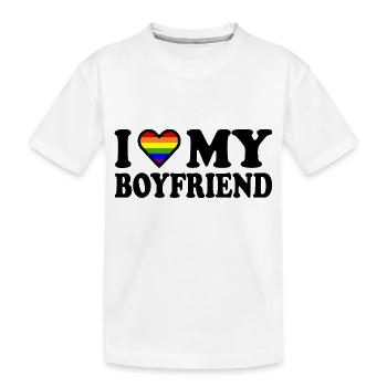 I love my boyfriend - Kids' Premium Organic T-Shirt - white - Front