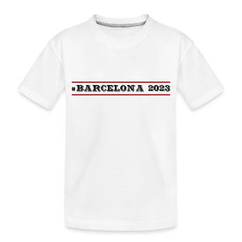 Barcelona 2023 - Kinder Premium Bio T-Shirt - Weiß - Vorne