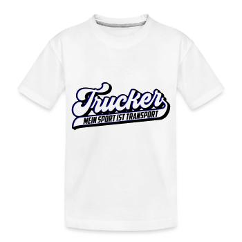 Trucker Mein Sport ist Transport | Farben änderbar - Kinder Premium Bio T-Shirt - Weiß - Vorne