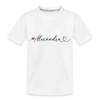 Alexandra Last name First name Calligraphy heart - Kids' Premium Organic T-Shirt - white - Front