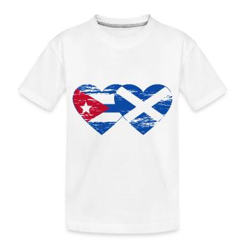 Kuba Schottland Flagge Herz used - Kinder Premium Bio T-Shirt - Weiß - Vorne
