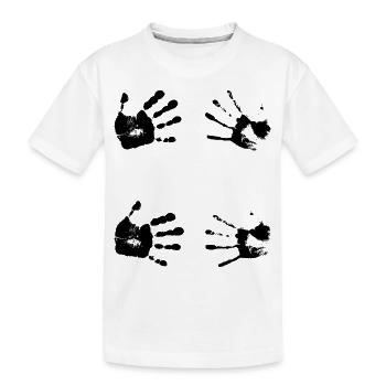 Schwarze Handabdrücke. Geschenk - Kinder Premium Bio T-Shirt - Weiß - Vorne