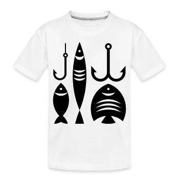 Fische, Anker und Haken - Kinder Premium Bio T-Shirt - Weiß - Vorne