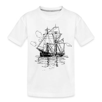 pirate ship boat pirat piratenschiff schiff skull1 - Kinder Premium Bio T-Shirt - Weiß - Vorne