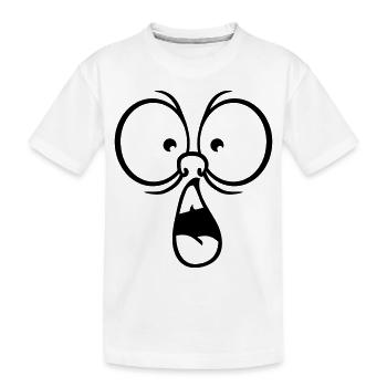 comic augen mund kopf erschrocken aengstlich schoc - Kinder Premium Bio T-Shirt - Weiß - Vorne