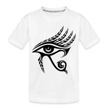Oeil Horus, plume, Egypte, Spiritualité, Symbole - T-shirt bio Premium Enfant - blanc - Devant