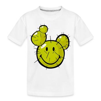 Smiley Cactus - Kinder Premium Bio T-Shirt - Weiß - Vorne