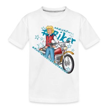 Bibi und Tina 'Freddy Biker rocks' - Kinder Premium Bio T-Shirt - Weiß - Vorne