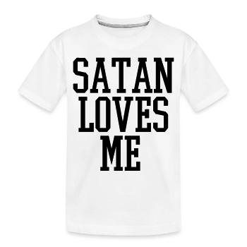 satan loves me - Kinder Premium Bio T-Shirt - Weiß - Vorne