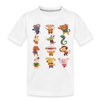 T-shirt pour enfants avec animaux de safari, animaux de ferme - T-shirt bio Premium Enfant - blanc - Devant