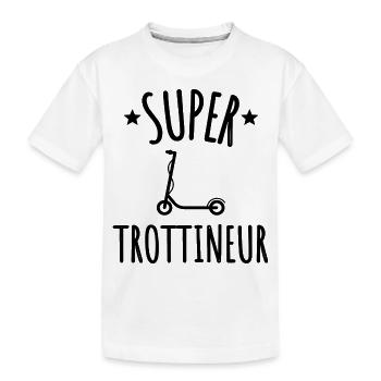 t shirt trottinette freestyle super trottineur - T-shirt bio Premium Enfant - blanc - Devant