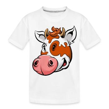 Cartoon Cow - Kids' Premium Organic T-Shirt - white - Front