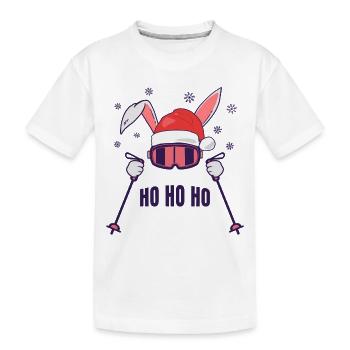 Lapin de ski Lapin de ski avec chapeau de Père Noël et bâtons de ski - T-shirt bio Premium Enfant - blanc - Devant