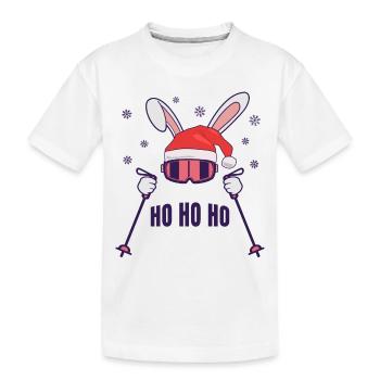 Lapin de ski Lapin de ski avec chapeau de Père Noël et bâtons de ski - T-shirt bio Premium Enfant - blanc - Devant
