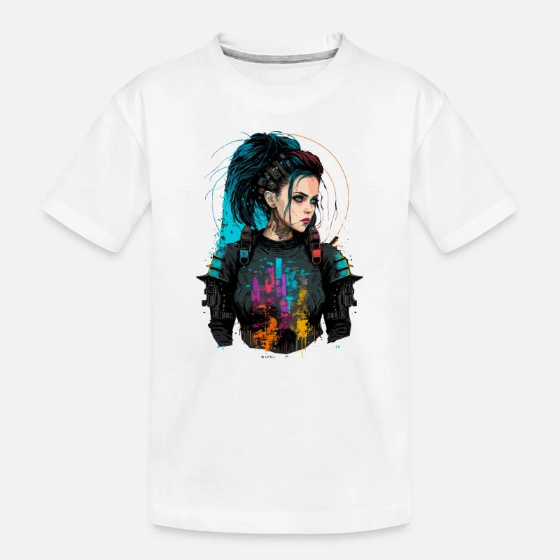 Atemberaubendes Gemälde einer wunderschönen Punk-Frau - Kinder Premium Bio T-Shirt - Weiß
