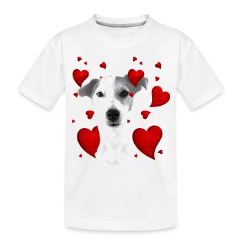 Jack Russel mit Herzen - Kinder Premium Bio T-Shirt - Weiß - Vorne