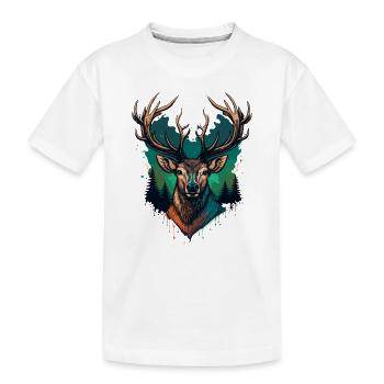 Hirsch Silhouette - Kinder Premium Bio T-Shirt - Weiß - Vorne