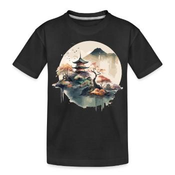 Traditionelle japanische Holzschnittkunst - Kinder Premium Bio T-Shirt - Schwarz - Vorne