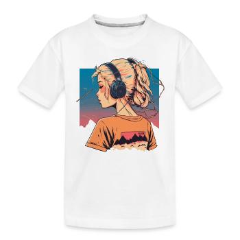 Vaporwave Anime Mädchen - Kinder Premium Bio T-Shirt - Weiß - Vorne