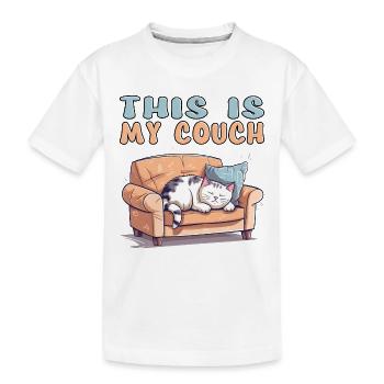 Chat Canapé Canapé Drôle Humour Dessin animé typique - T-shirt bio Premium Enfant - blanc - Devant