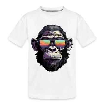 Chimpanzé avec lunettes de soleil - T-shirt bio Premium Enfant - blanc - Devant