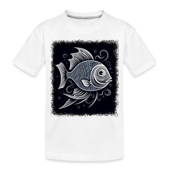 adventure humor fish hook angling love fish head - Kids' Premium Organic T-Shirt - white - Front
