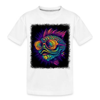 bday cool angler awesome animal fish head - Kids' Premium Organic T-Shirt - white - Front