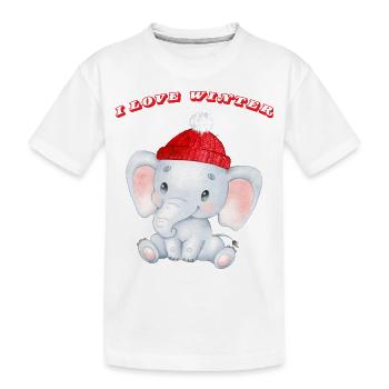 I love Winter, Elephant - Kids' Premium Organic T-Shirt - white - Front