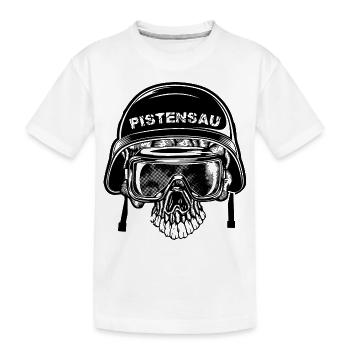 Pistensau Totenkopf Abfahrt Ski Urlaub - Kinder Premium Bio T-Shirt - Weiß - Vorne