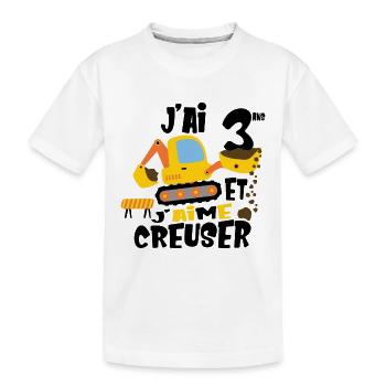 Pelleteuse Engins de Chantier Cadeau Enfant 3 ans - T-shirt bio Premium Enfant - blanc - Devant