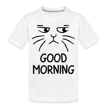 Good Morning cat - Kids' Premium Organic T-Shirt - white - Front