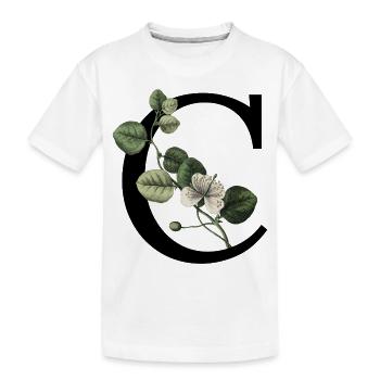 lettre c botanique vert - T-shirt bio Premium Enfant - blanc - Devant