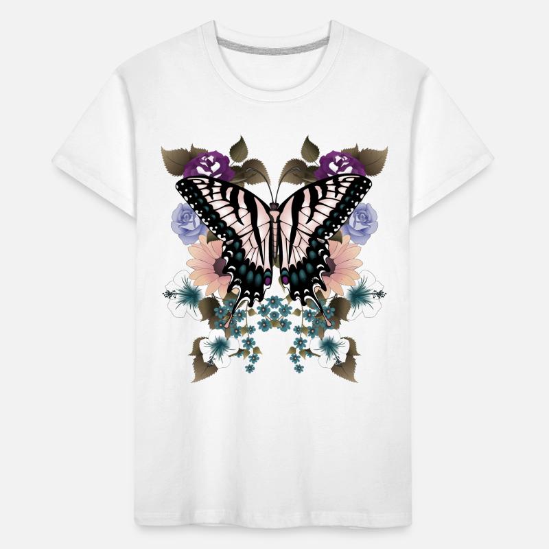 Queue d’aronde papillon avec des fleurs T-shirt bio Premium Enfant