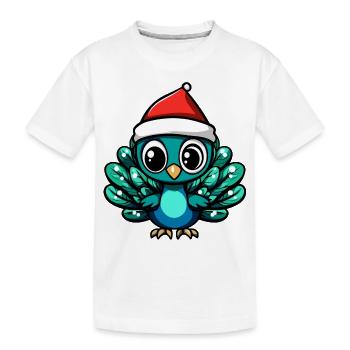 Pfau Vogel Weihnachten Niedlich - Kinder Premium Bio T-Shirt - Weiß - Vorne