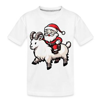 Chèvre de montagne Père Noël dessin animé - T-shirt bio Premium Enfant - blanc - Devant