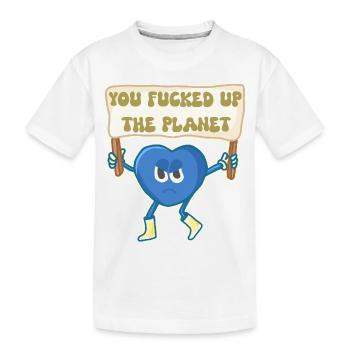 Climate activist retro mascot - Kids' Premium Organic T-Shirt - white - Front