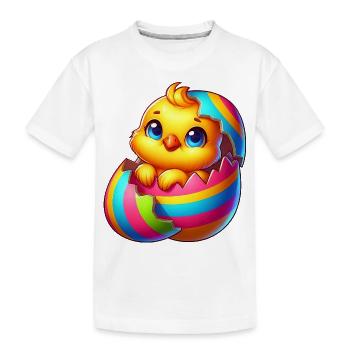 Mignon poussin dessin animé coloré éclosion d’œuf de Pâques - T-shirt bio Premium Enfant - blanc - Devant