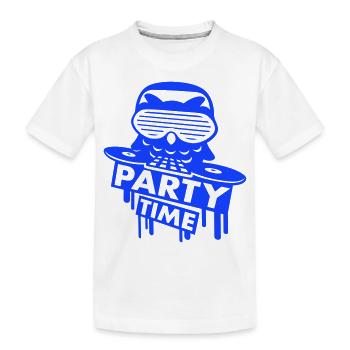 DJ Eule Party Time Graffiti Club Musik Text Spruch - Kinder Premium Bio T-Shirt - Weiß - Vorne