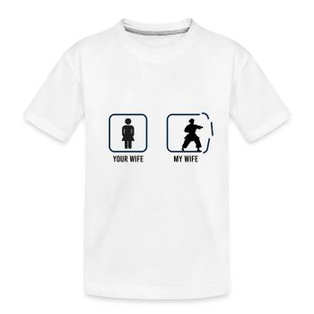 Votre femme Ma femme Karaté - T-shirt bio Premium Enfant - blanc - Devant