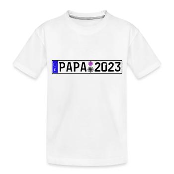 Papa 2023 Vater werden Nummernschild - Kinder Premium Bio T-Shirt - Weiß - Vorne