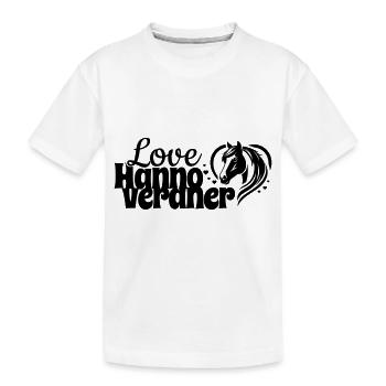 Hannoveraner Love Herz Pferdekopf - Kinder Premium Bio T-Shirt - Weiß - Vorne